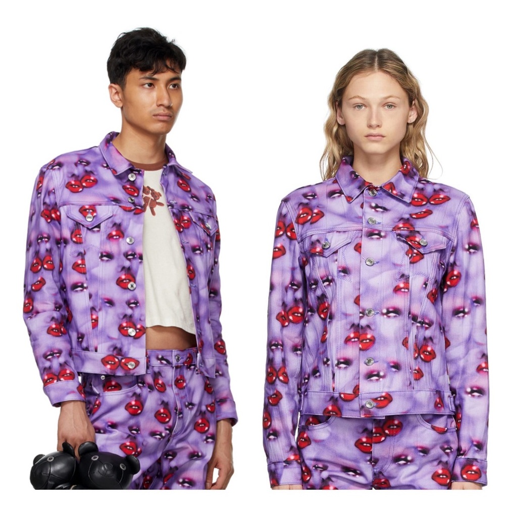 Heaven by Marc Jacobs - Purple Denim Faces Trucker Jacket